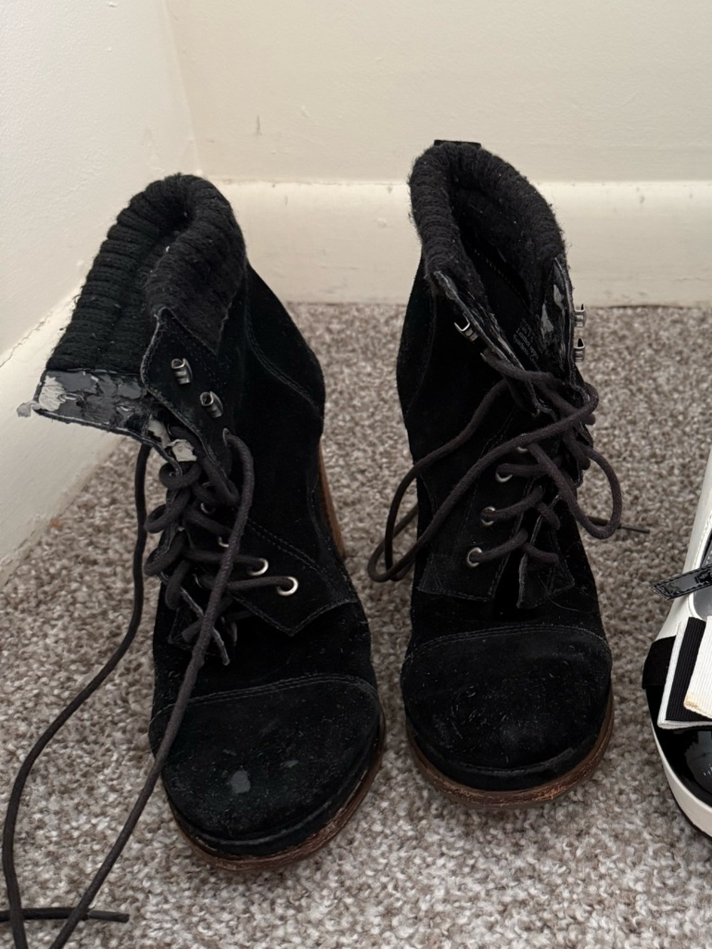 lindsay phillips Black Lace-Up Suede Ankle Boots
